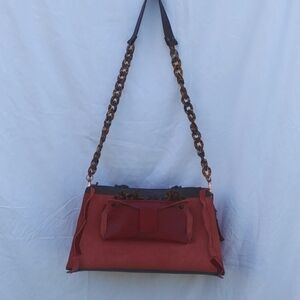 CUSTOM ITALIAN Red patent & suede leather shoulder bag